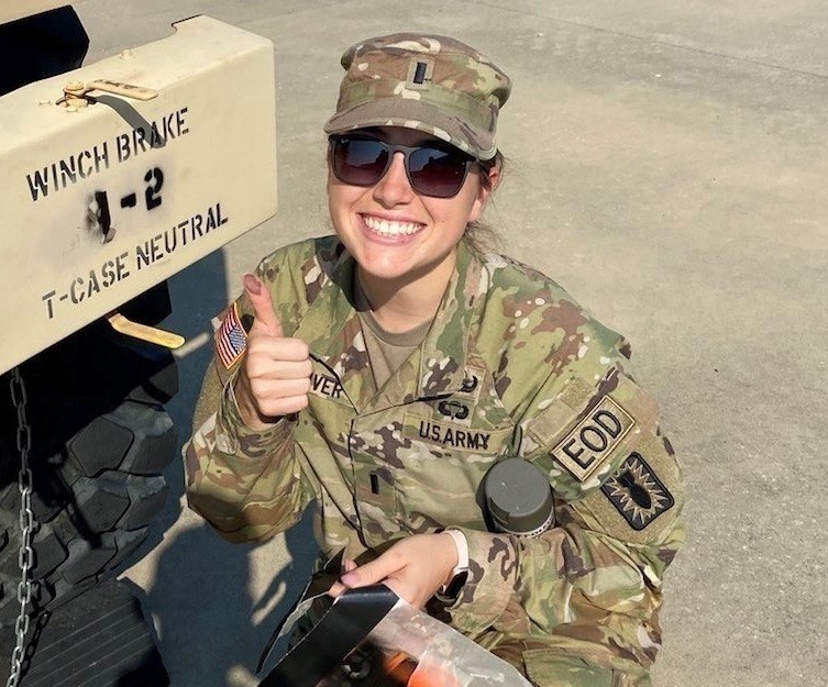 A 2019 West Point graduate, 1st Lt. Delanie A. Weliver leads the 1st Platoon, 722nd Ordnance Company (Explosive Ordnance Disposal), on Fort Bragg, North Carolina. EOD Soldiers from the 1st Platoon have to stay ready to deploy within 18 hours when assigned to the Immediate Response Force in support of the 82nd Airborne Division. (Courtesy photo)